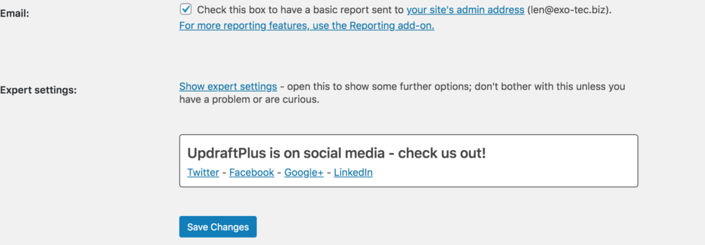 Setting up Dropbox with UpdraftPlus email section | How to Backup Your WordPress Website
